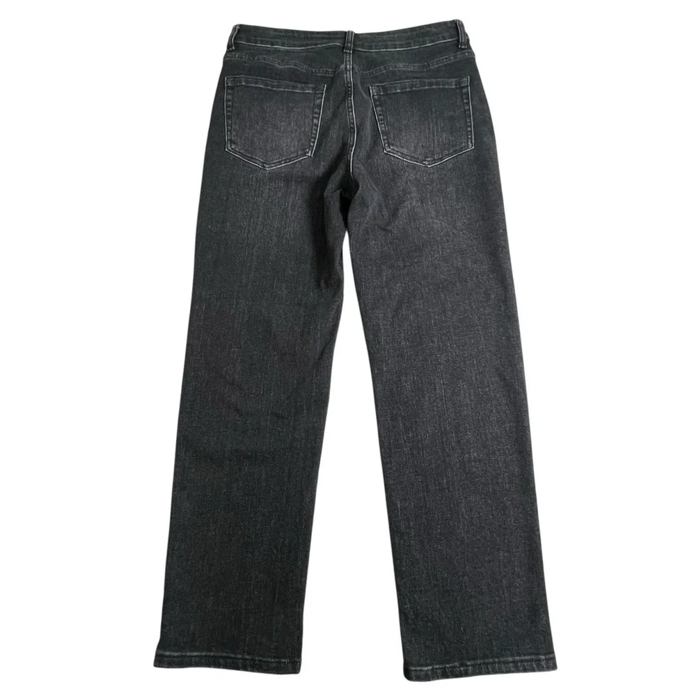 Oat New York Womens 8/29 Black‎ Straight Leg Mid Rise Jeans